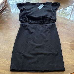 Ann Taylor Black Flutter-Sleeve Mini Dress